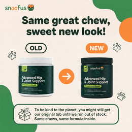 Same great chew, sweet new look - old white-lid tub next to the new dark green Snoofus tub, you may still receive the original packaging while stock lasts